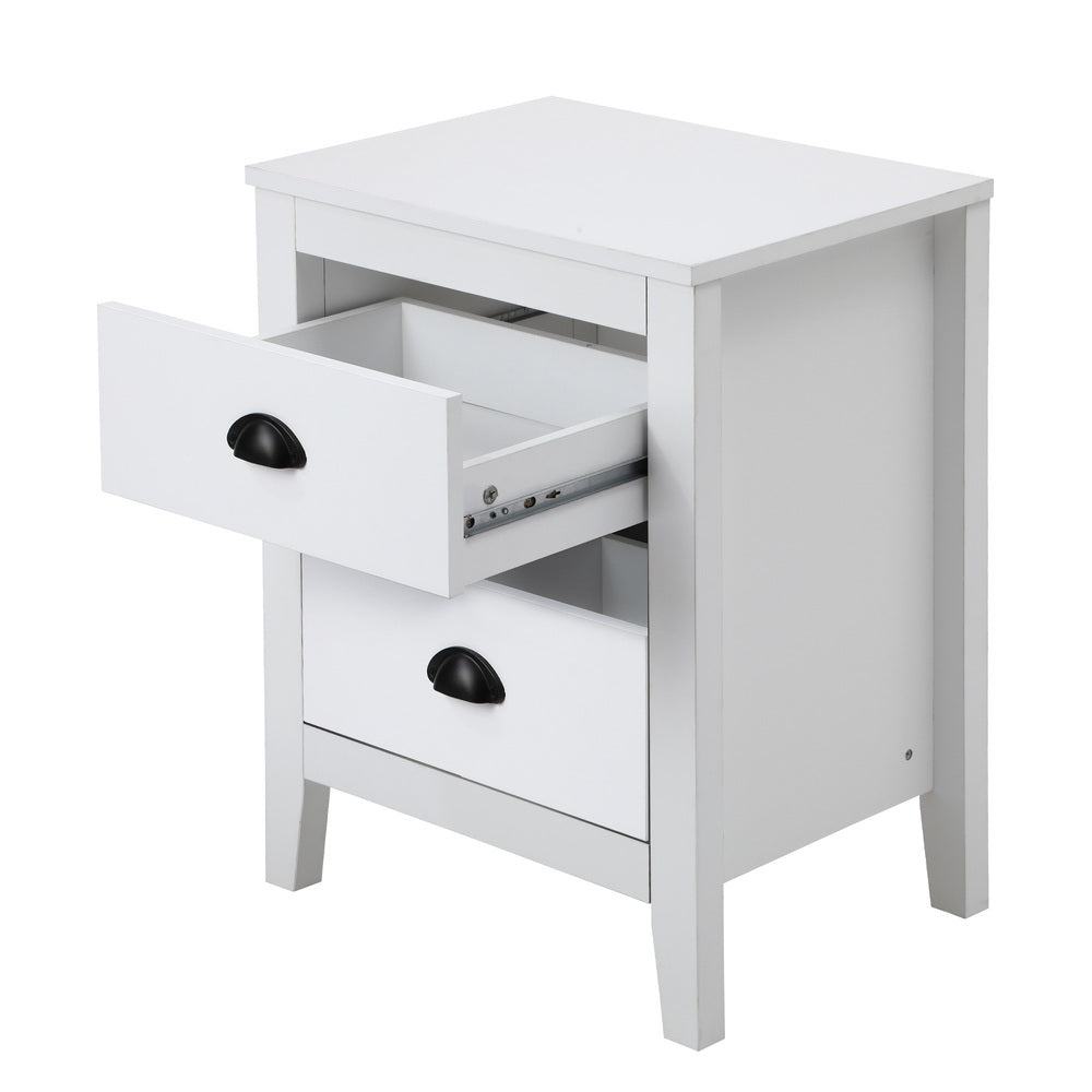 Sannero Hampton Style Bedside Table | Traditional White Bedside Table and Storage Drawers