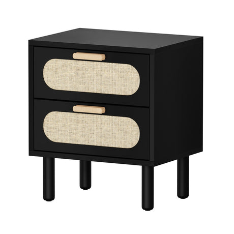 Tuscano 2 Draw Rattan Wood Bedside Table | Modern Woodend Nightstand