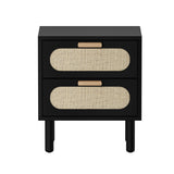 Tuscano 2 Draw Rattan Wood Bedside Table | Modern Woodend Nightstand