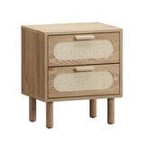 Tuscano 2 Draw Rattan Wood Bedside Table | Modern Woodend Nightstand