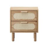 Tuscano 2 Draw Rattan Wood Bedside Table | Modern Woodend Nightstand