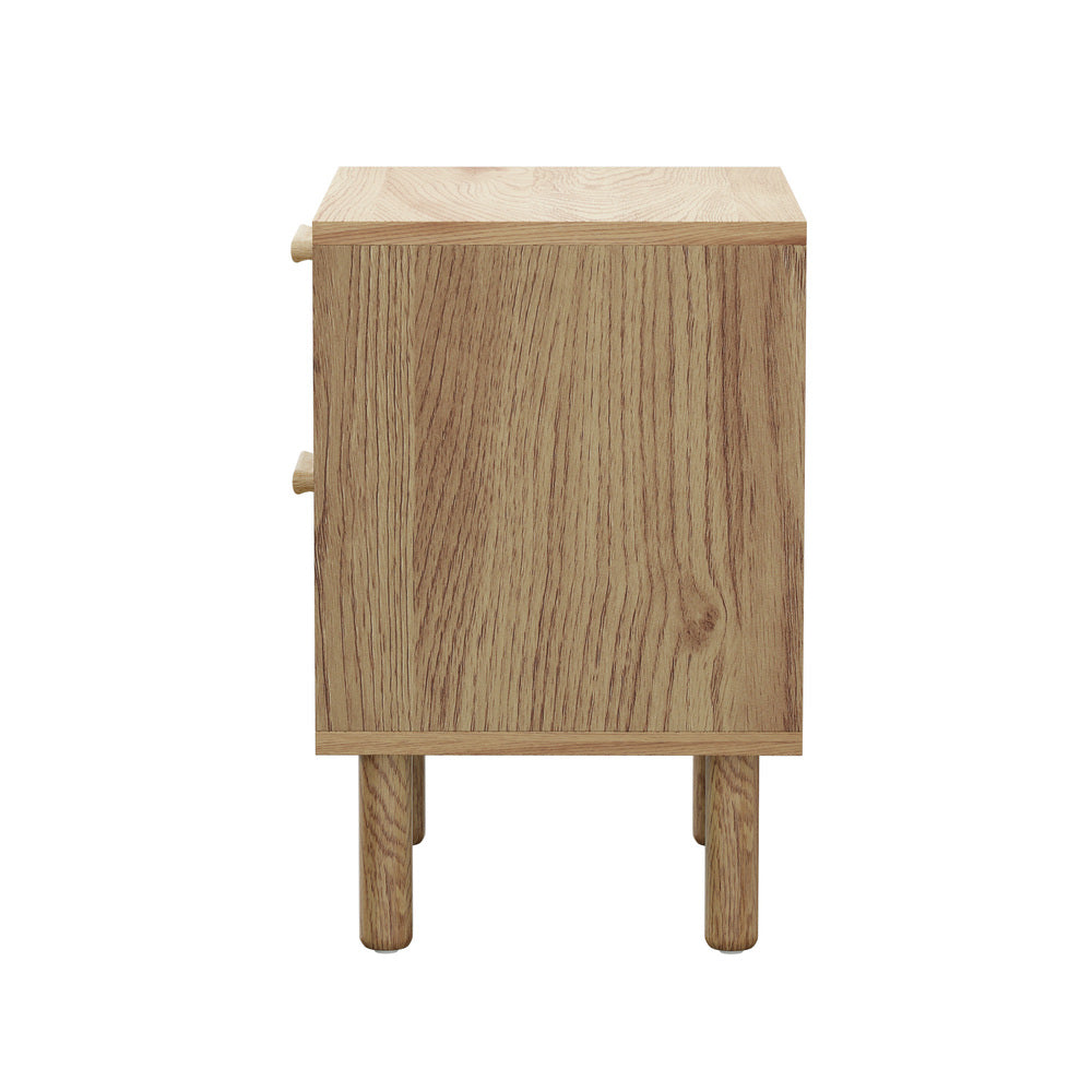 Tuscano 2 Draw Rattan Wood Bedside Table | Modern Woodend Nightstand