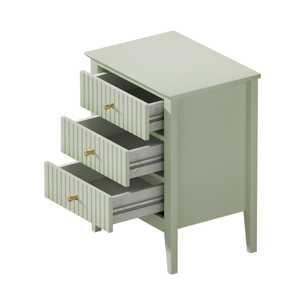 Centrum Nuovo Three Drawer Bedside Table | Modern Bedroom Storage Unit Nightstand