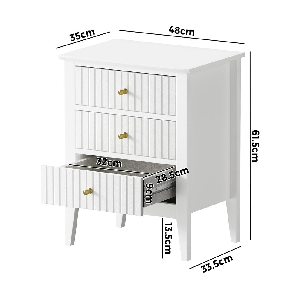 Centrum Nuovo Three Drawer Bedside Table | Modern Bedroom Storage Unit Nightstand