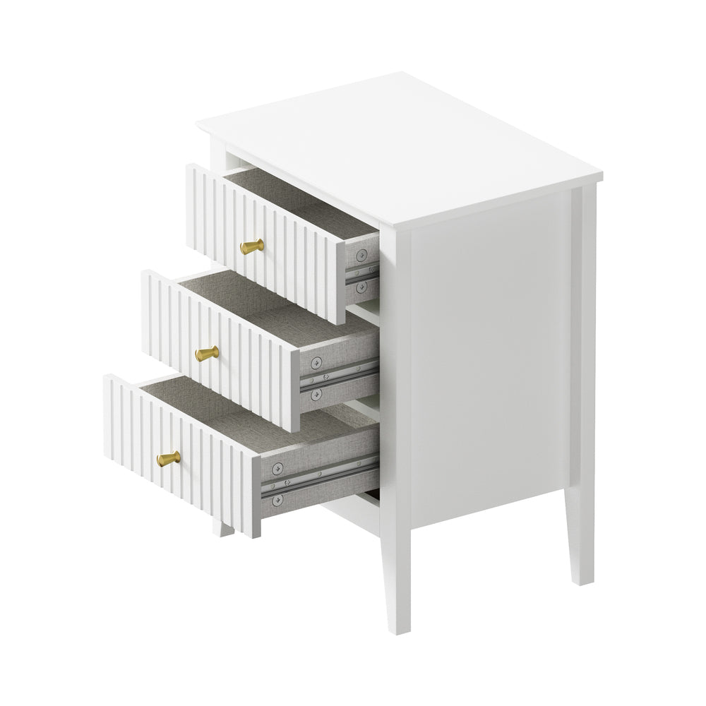 Centrum Nuovo Three Drawer Bedside Table | Modern Bedroom Storage Unit Nightstand