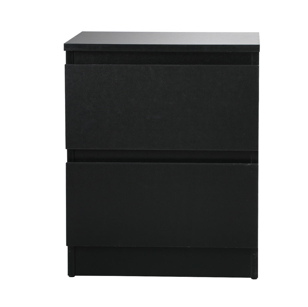 Centrum Luxe Modern 2 Drawer Bedside Table | Elegant Wooden Fingerpull Storage Nightstand | 3 Colours