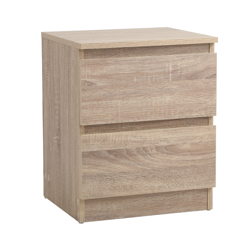 Centrum Luxe Modern 2 Drawer Bedside Table | Elegant Wooden Fingerpull Storage Nightstand | 3 Colours