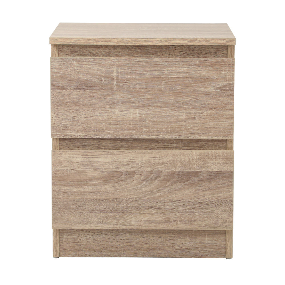 Centrum Luxe Modern 2 Drawer Bedside Table | Elegant Wooden Fingerpull Storage Nightstand | 3 Colours