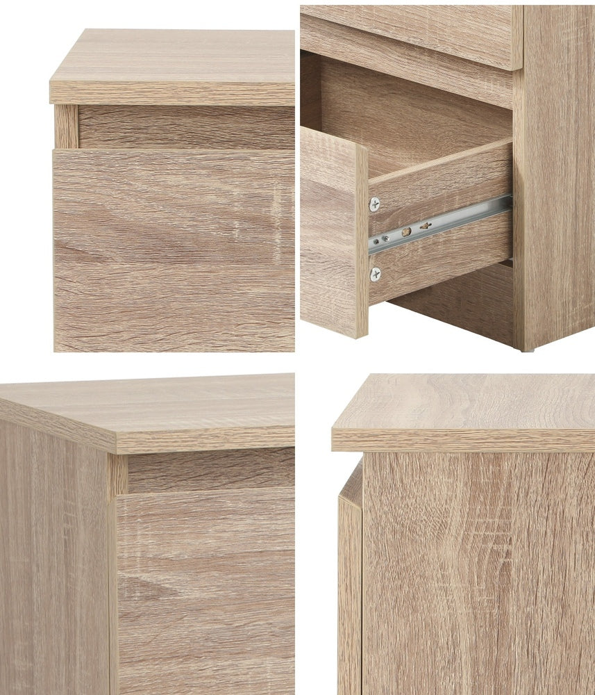 Centrum Luxe Modern 2 Drawer Bedside Table | Elegant Wooden Fingerpull Storage Nightstand | 3 Colours