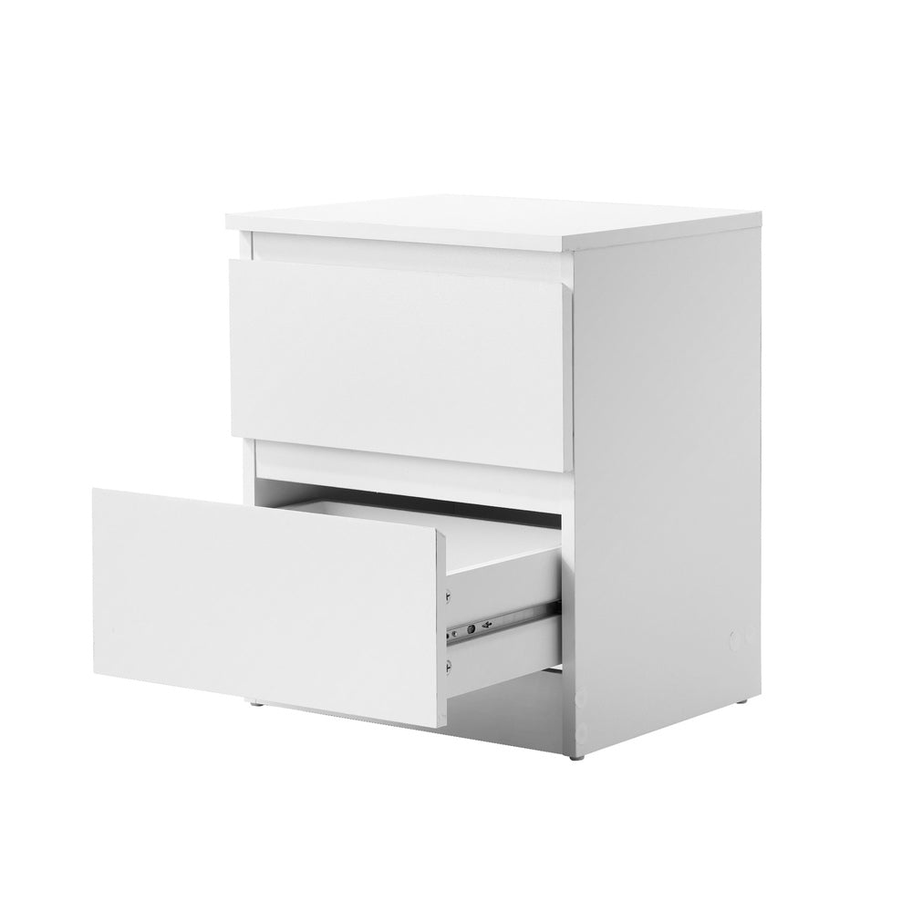 Centrum Luxe Modern 2 Drawer Bedside Table | Elegant Wooden Fingerpull Storage Nightstand | 3 Colours