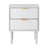 Centrum Blanco Nuvo Two Drawer Bedside Table |  Modern Bedroom Storage Unit in White and Gold