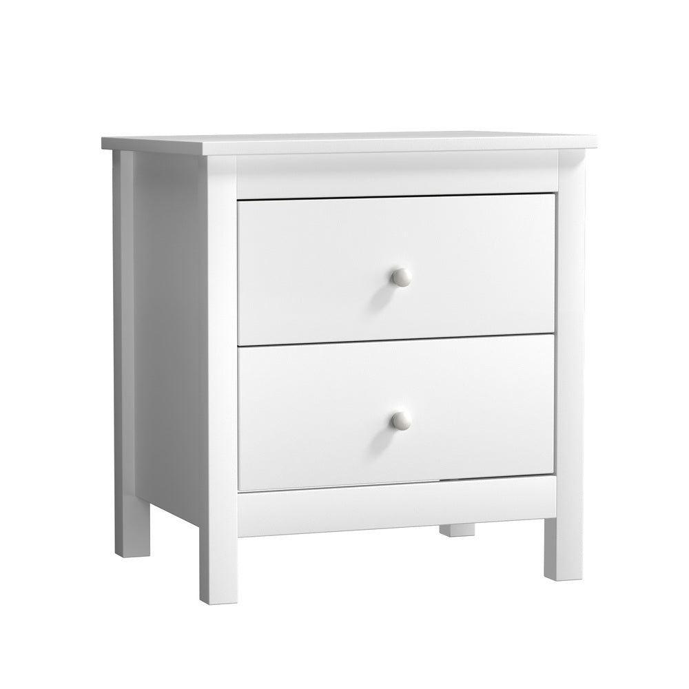 Martinique Modern Bedside Table with Two Drawers | Hampton Style Bedside Table and Storage