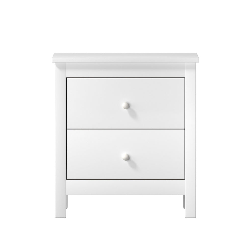 Martinique Modern Bedside Table with Two Drawers | Hampton Style Bedside Table and Storage Drawers | 2 Colours