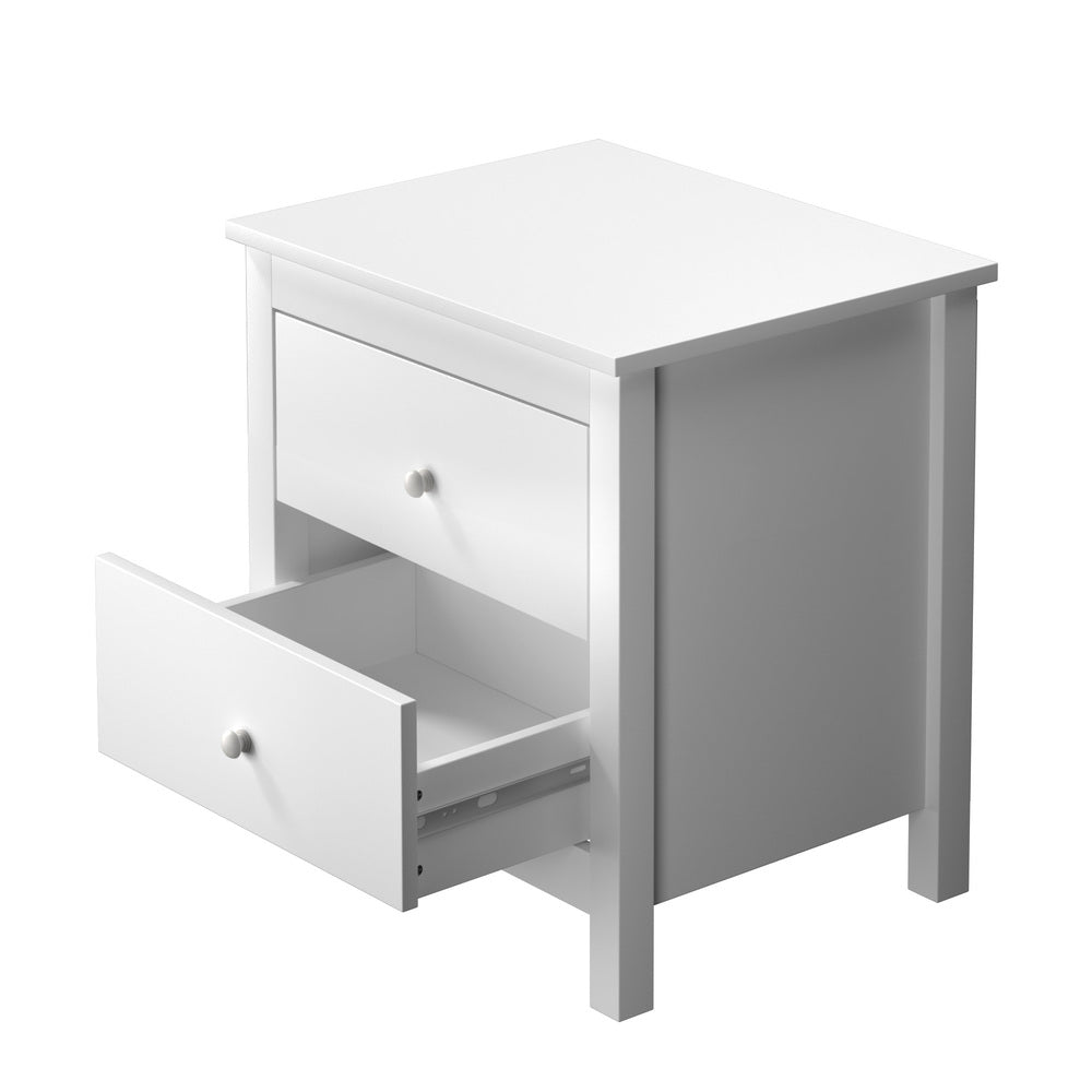 Martinique Modern Bedside Table with Two Drawers | Hampton Style Bedside Table and Storage Drawers | 2 Colours