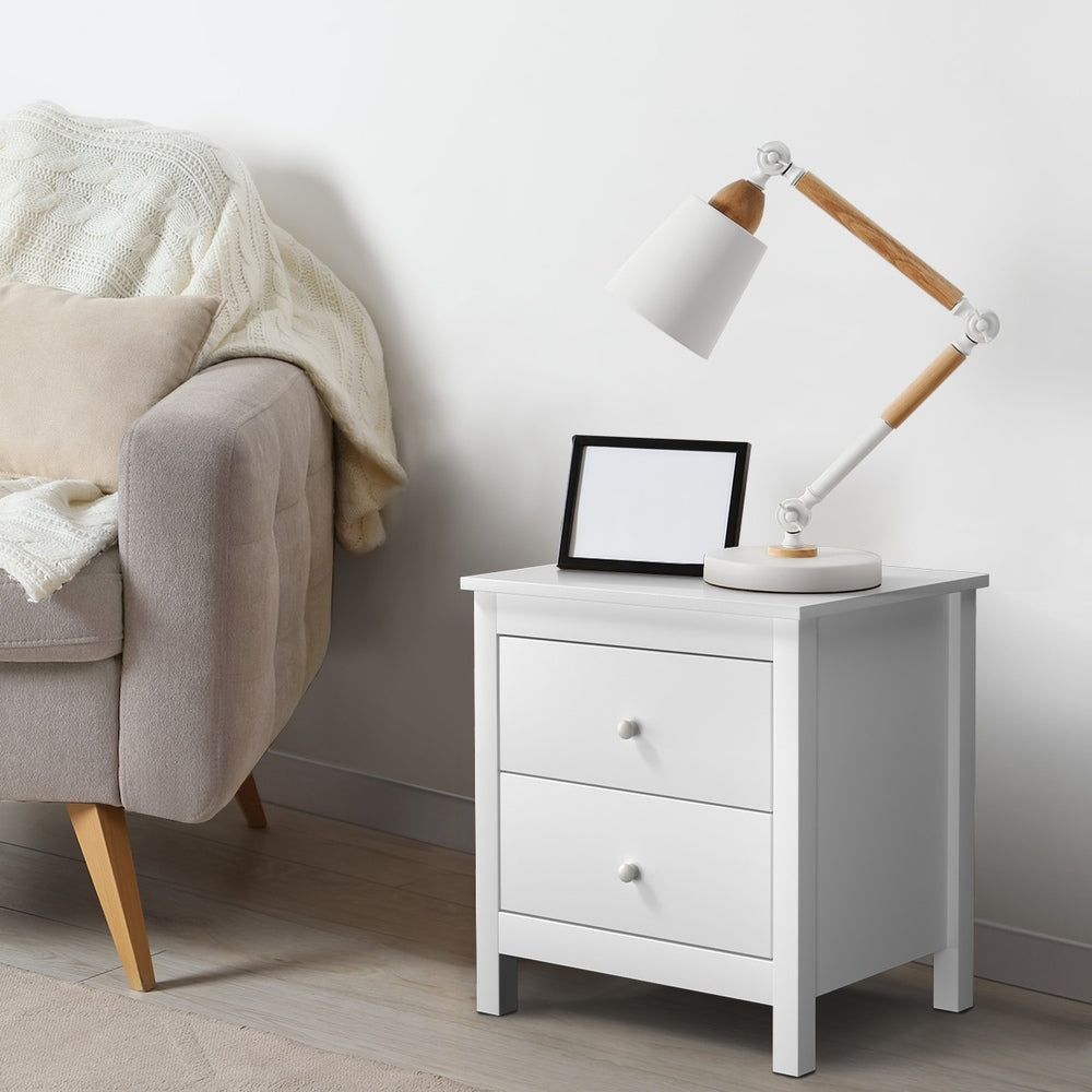 Martinique Modern Bedside Table with Two Drawers | Hampton Style Bedside Table and Storage Drawers | 2 Colours