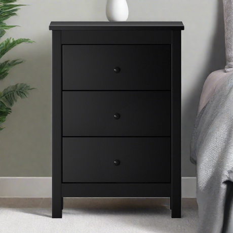 Martinique Modern Bedside Table with Three Drawers | Hampton Style Bedside Table Nightstand