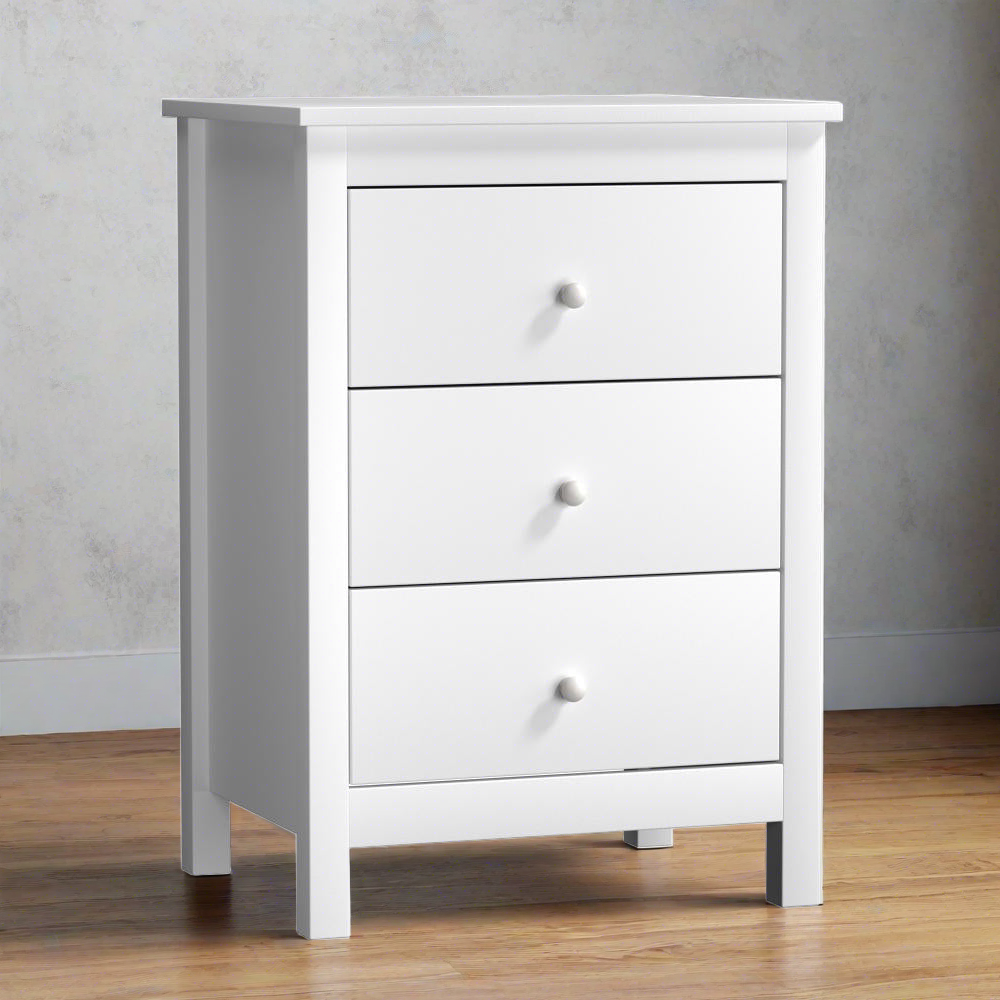 Martinique Modern Bedside Table with Three Drawers | Hampton Style Bedside Table and Storage Drawers | 2 Colours