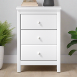 Martinique Modern Bedside Table with Three Drawers | Hampton Style Bedside Table and Storage Drawers | 2 Colours