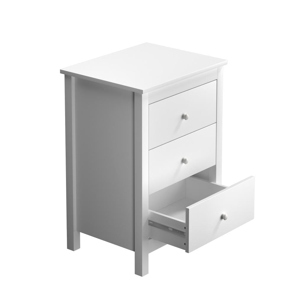 Martinique Modern Bedside Table with Three Drawers | Hampton Style Bedside Table and Storage Drawers | 2 Colours