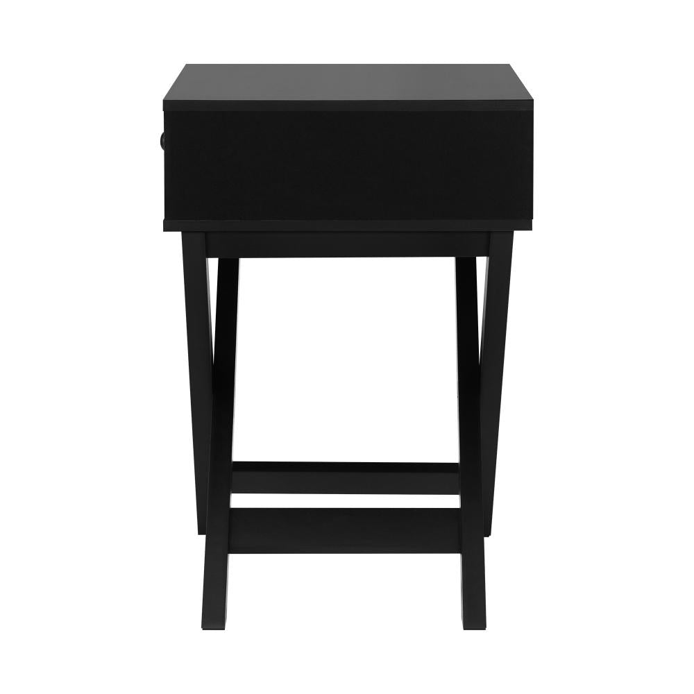 Eros Cross Base Modern Bedside Table | Sleek Storage Draw Nightstand Table in 3 Colours