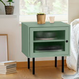 Barbados Modern Bedside Table with Fluted Glass Door | Hampton Style Bedside Table and Storage Drawers | 3 Colours