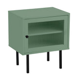 Barbados Modern Bedside Table with Fluted Glass Door | Hampton Style Bedside Table and Storage Drawers | 3 Colours