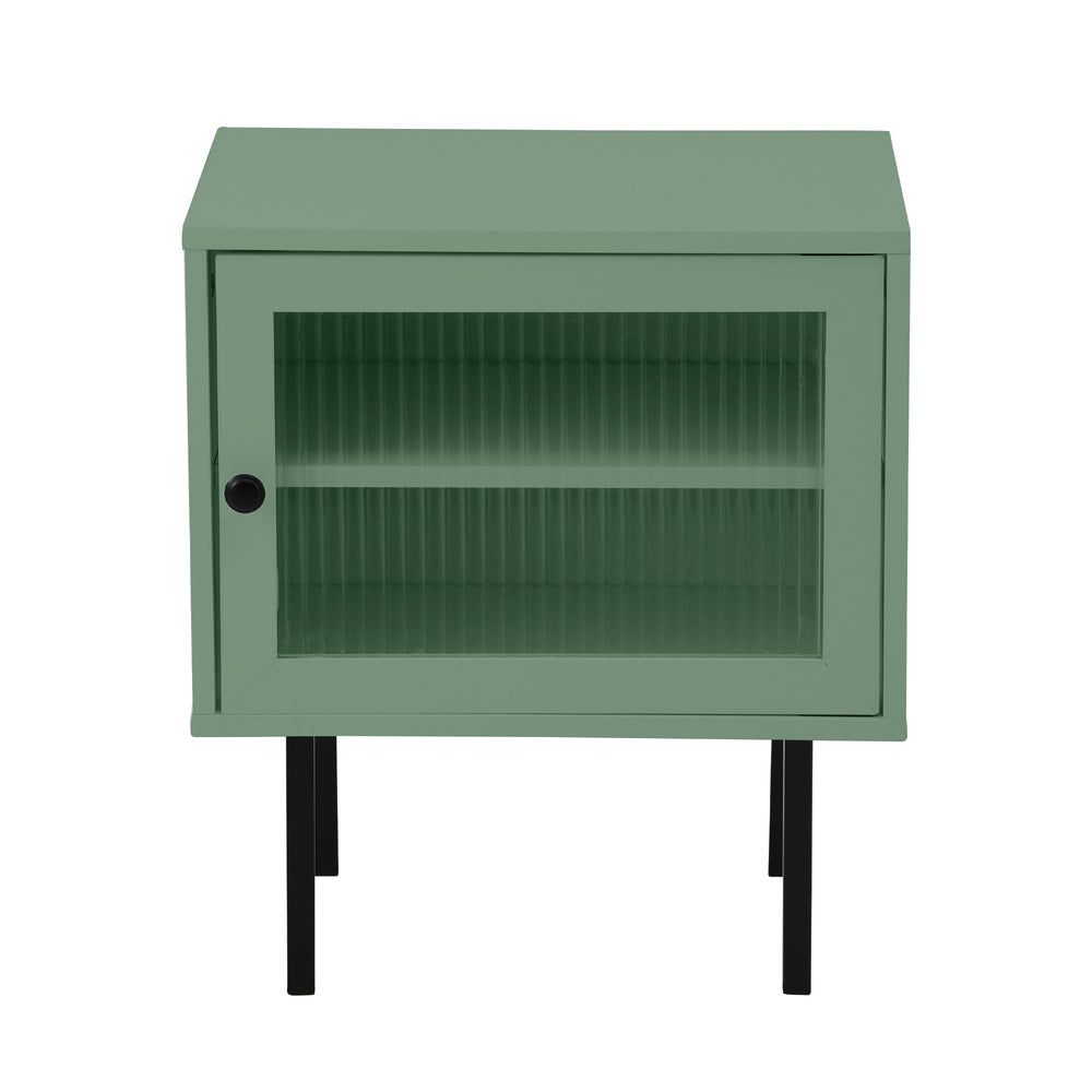 Barbados Modern Bedside Table with Fluted Glass Door | Hampton Style Bedside Table and Storage Drawers | 3 Colours