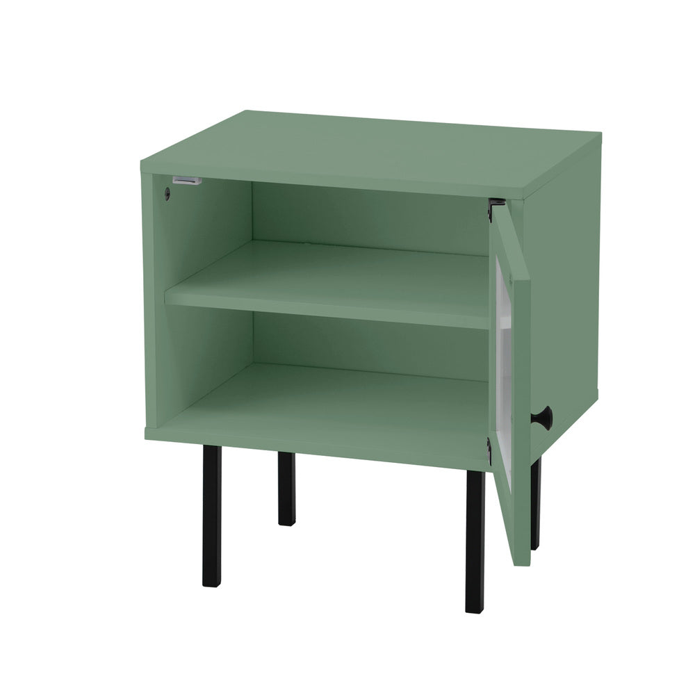 Barbados Modern Bedside Table with Fluted Glass Door | Hampton Style Bedside Table and Storage Drawers | 3 Colours