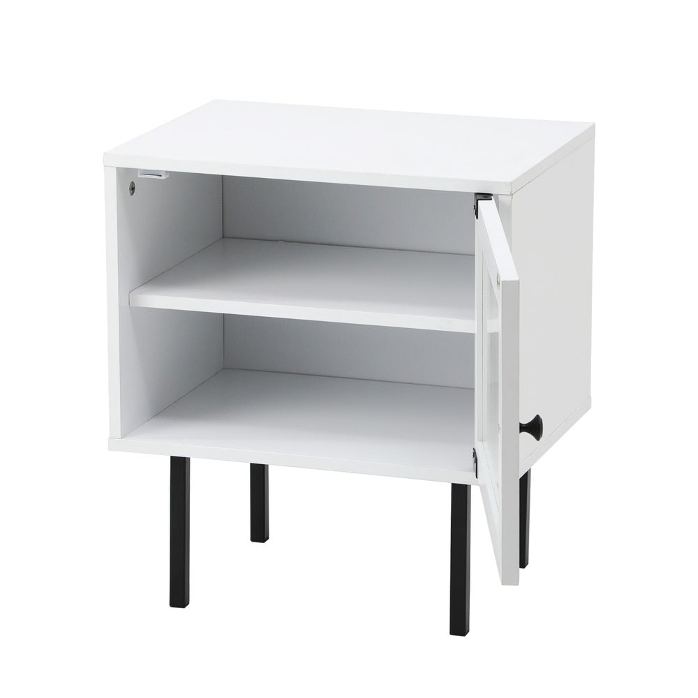 Barbados Modern Bedside Table with Fluted Glass Door | Hampton Style Bedside Table and Storage Drawers | 3 Colours