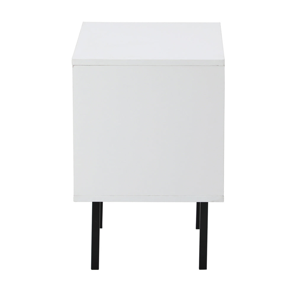 Barbados Modern Bedside Table Fluted Glass Door | Hampton Style Bedside Table and Storage Drawers