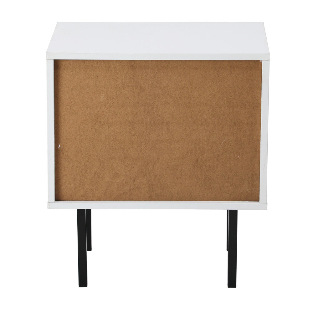 Barbados Modern Bedside Table Fluted Glass Door | Hampton Style Bedside Table and Storage Drawers