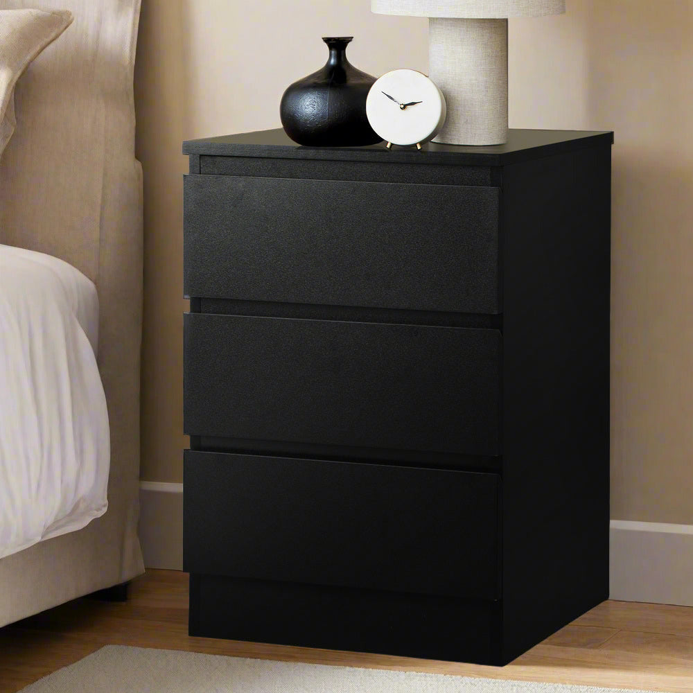 Santori Modern Fingerpull Bedside Table | 3 Draw Ample Storage Bedside Cabinet