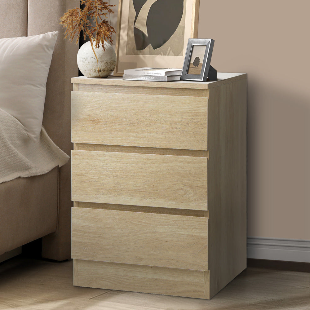 Santori Modern Fingerpull Bedside Table | 3 Draw Ample Storage Bedside Cabinet