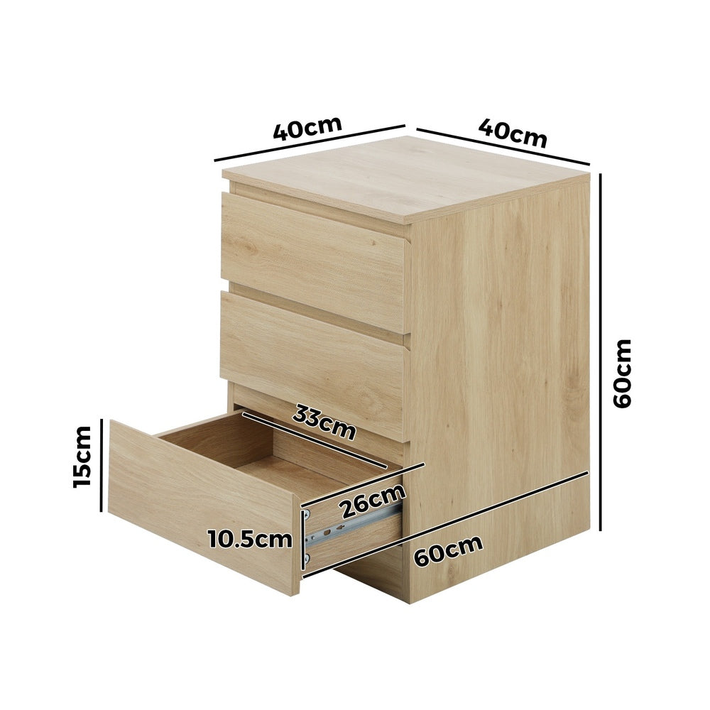 Santori Modern Fingerpull Bedside Table | 3 Draw Ample Storage Bedside Cabinet