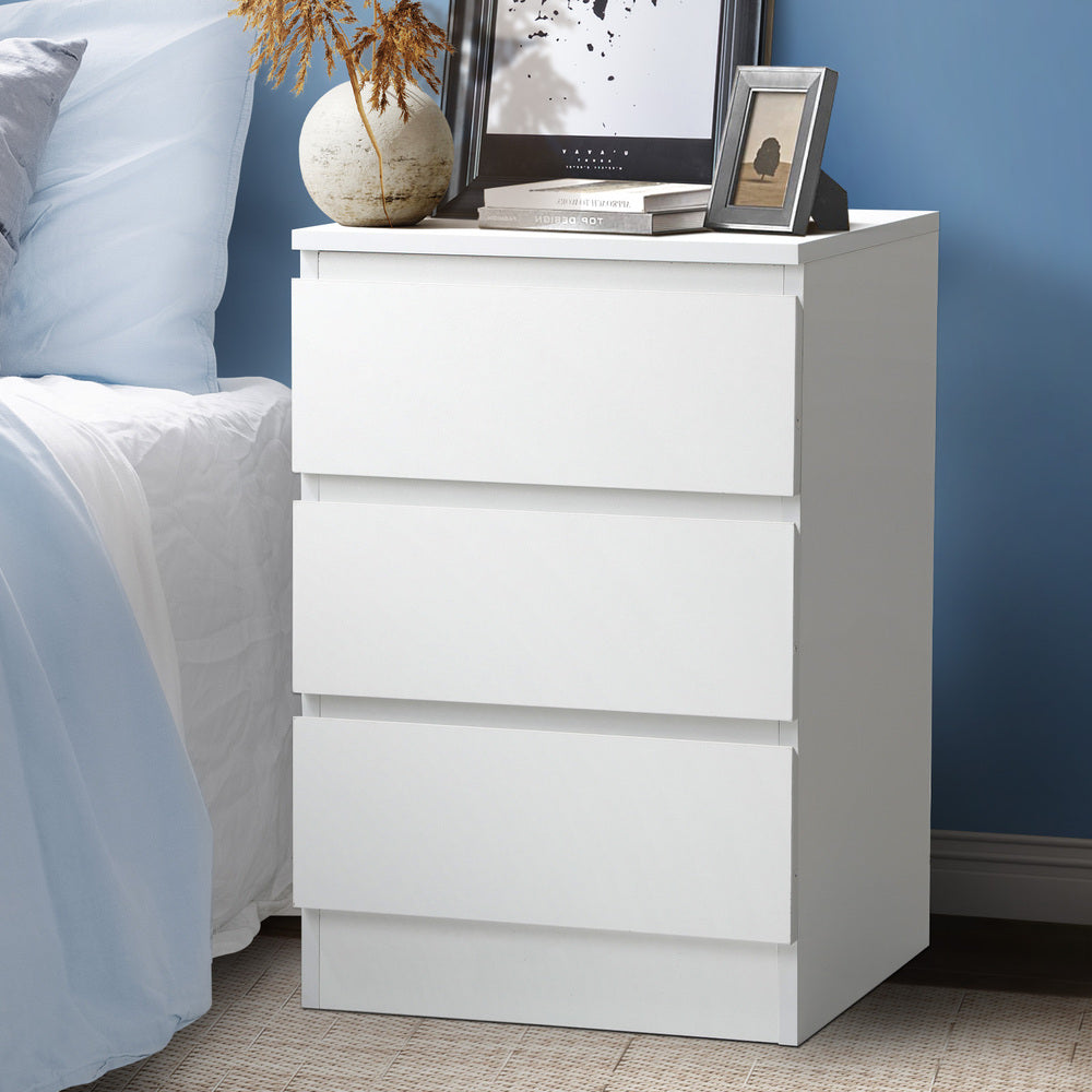 Santori Modern Fingerpull Bedside Table | 3 Draw Ample Storage Bedside Cabinet