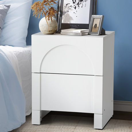 Allure White Modern Display Shelf Style Bedside Table | Art Deco White Table Storage Nightstand