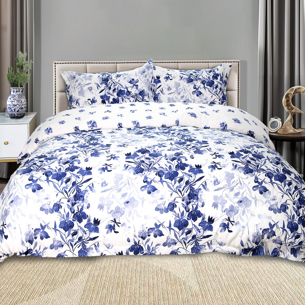 Premium 2000TC Printed Bamboo Quilt Cover Set | Ramesses Bedding Cooling Hypo-Allergenic Duvet Cover