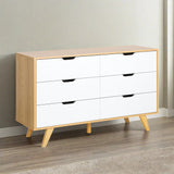 Centrum Bedroom 6 Chest of Drawers Tallboy Cabinet | Luxe 2 Tone Modern Tallboy Storage Cabinet