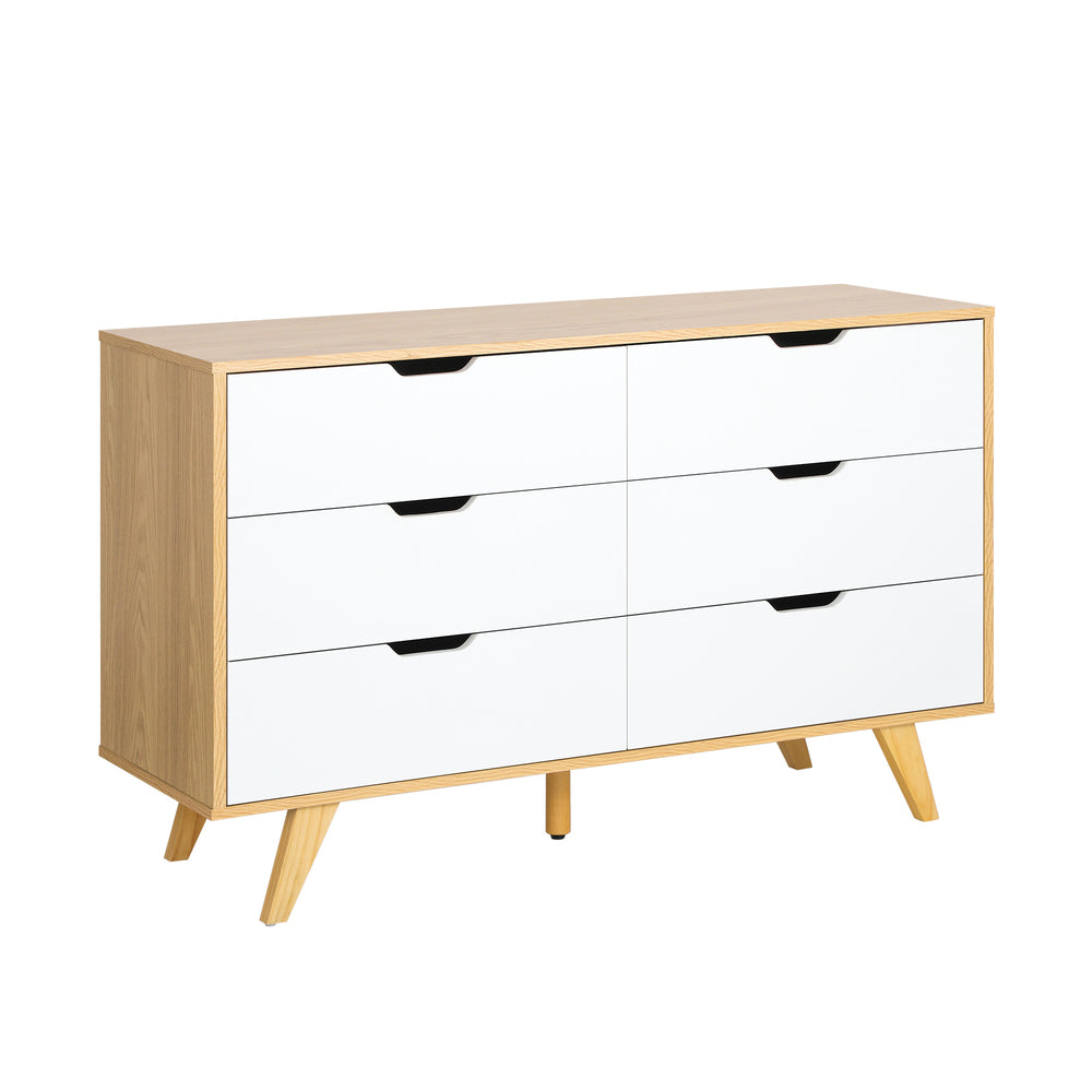 Centrum Bedroom 6 Chest of Drawers Tallboy Cabinet | Luxe 2 Tone Modern Tallboy Storage Cabinet