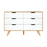 Centrum Bedroom 6 Chest of Drawers Tallboy Cabinet | Luxe 2 Tone Modern Tallboy Storage Cabinet