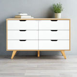 Centrum Bedroom 6 Chest of Drawers Tallboy Cabinet | Luxe 2 Tone Modern Tallboy Storage Cabinet