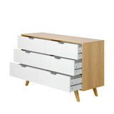 Centrum Bedroom 6 Chest of Drawers Tallboy Cabinet | Luxe 2 Tone Modern Tallboy Storage Cabinet