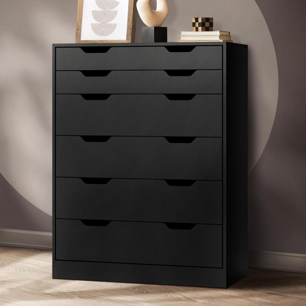 Parisi Bedroom 6 Chest of Drawers Tallboy Cabinet | Gap Handle Pull Modern Tallboy Storage Cabinet in 3 Colours