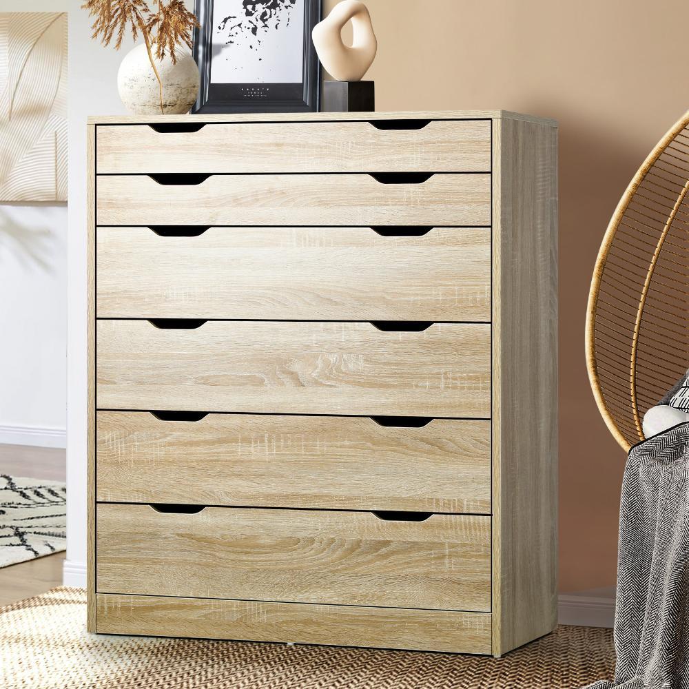 Parisi Bedroom 6 Chest of Drawers Tallboy Cabinet | Gap Handle Pull Modern Tallboy Storage Cabinet in 3 Colours