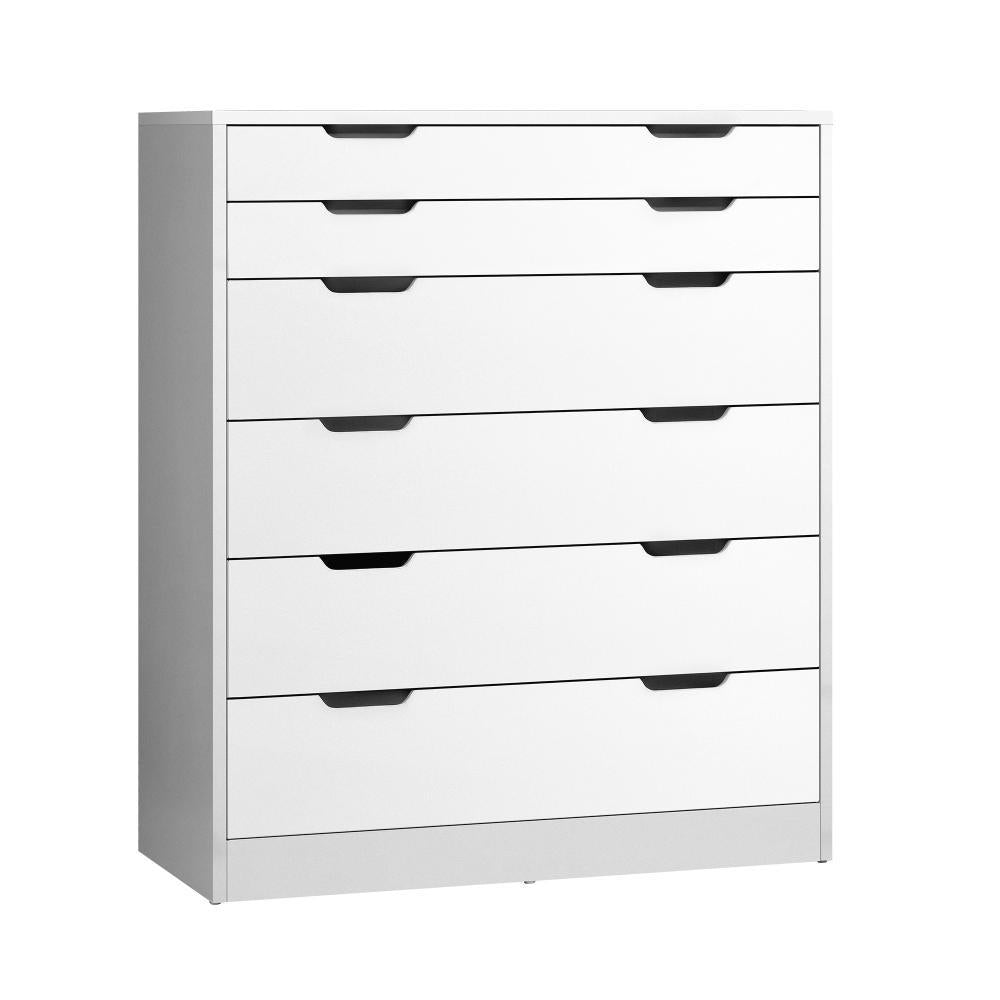 Parisi Bedroom 6 Chest of Drawers Tallboy Cabinet | Gap Handle Pull Modern Tallboy Storage Cabinet in 3 Colours