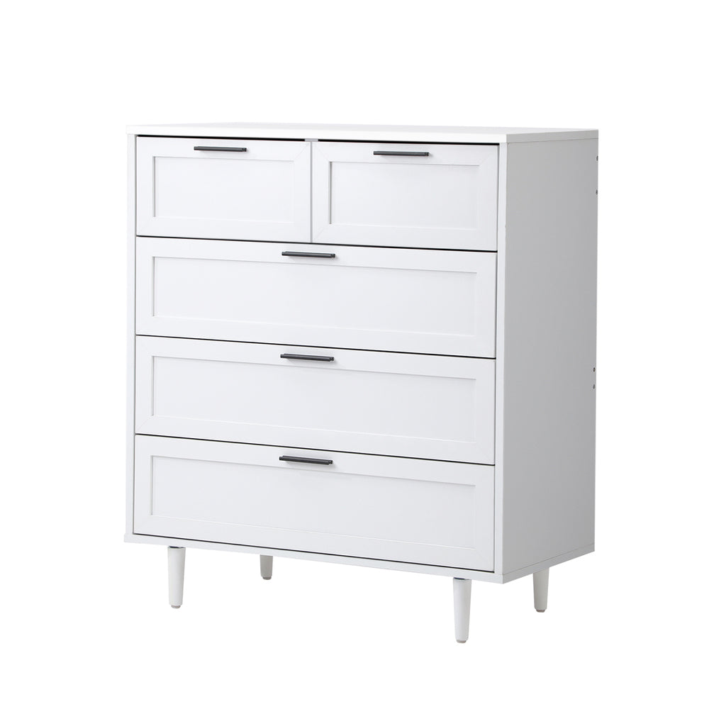 Essenza Mila 5 Draw Modern Dresser Tallboy | 5 Draw Chest Of Drawers Wooden Storage Unit | 2 Colours