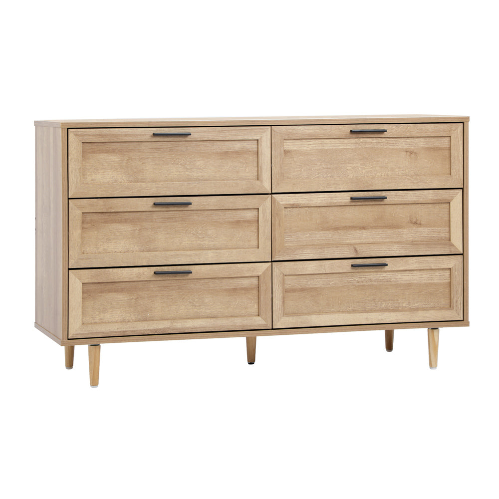 Essenza Mila 6 Draw Modern Dresser Tallboy | 6 Draw Chest Of Drawers Wooden Storage Unit | 2 Colours