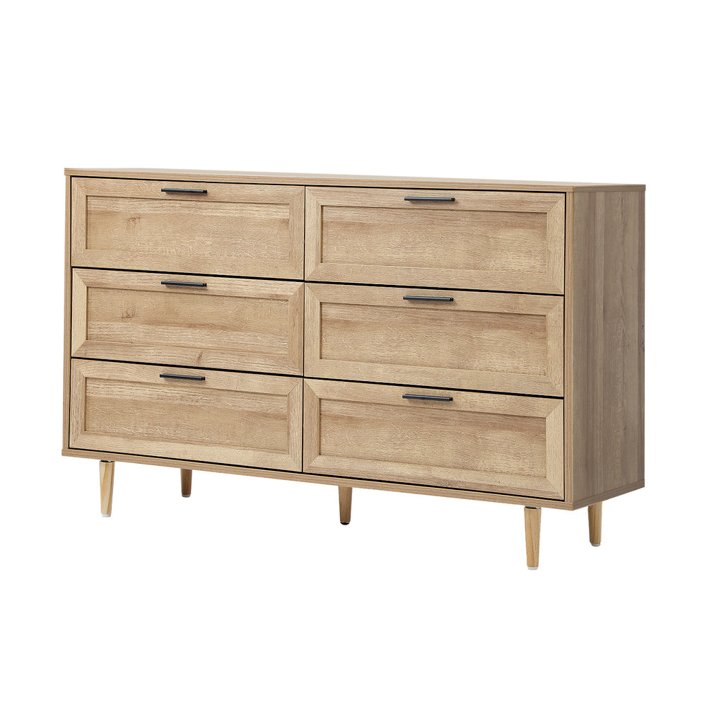 Essenza Mila 6 Draw Modern Dresser Tallboy | 6 Draw Chest Of Drawers Wooden Storage Unit | 2 Colours