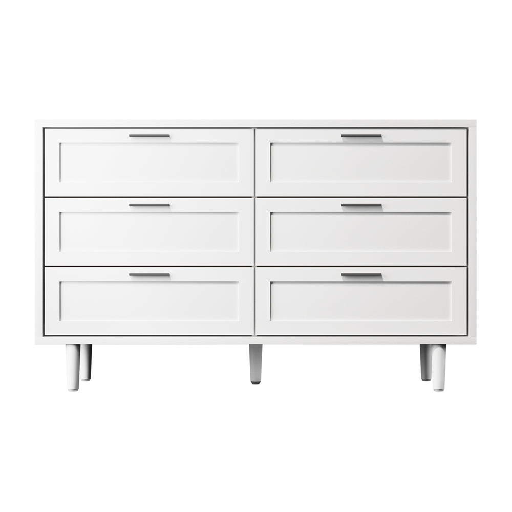 Essenza Mila 6 Draw Modern Dresser Tallboy | 6 Draw Chest Of Drawers Wooden Storage Unit | 2 Colours