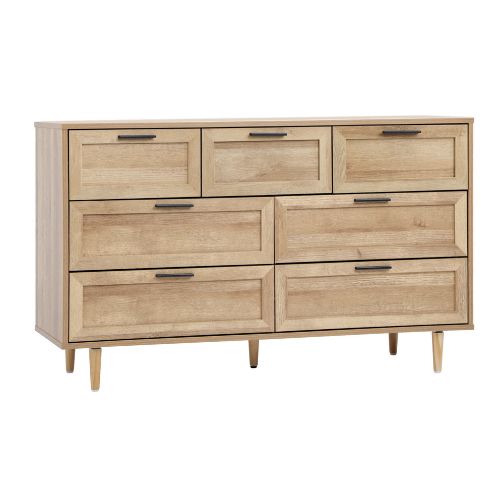 Essenza Mila 7 Draw Modern Dresser Tallboy | 7 Draw Chest Of Drawers Wooden Storage Unit | 2 Colours